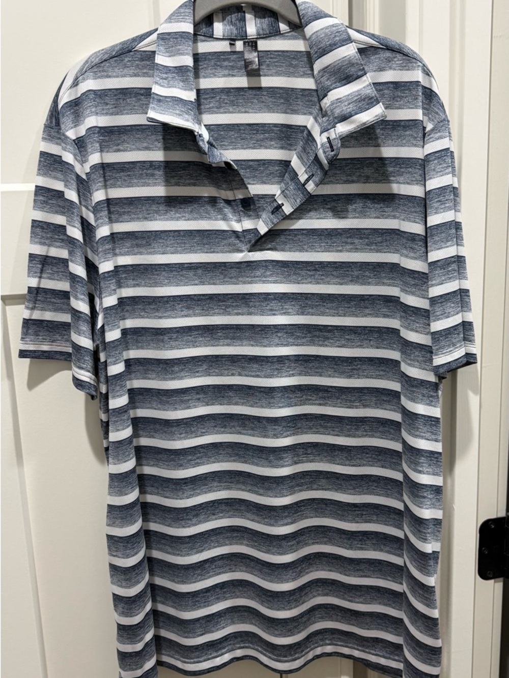 adidas Men's Navy & White Striped Polo Shirt